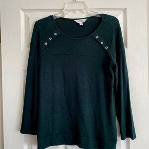 Casual Sweater - Market & Spruce Gloria Button Detail Brushed Knit Top S | Green
